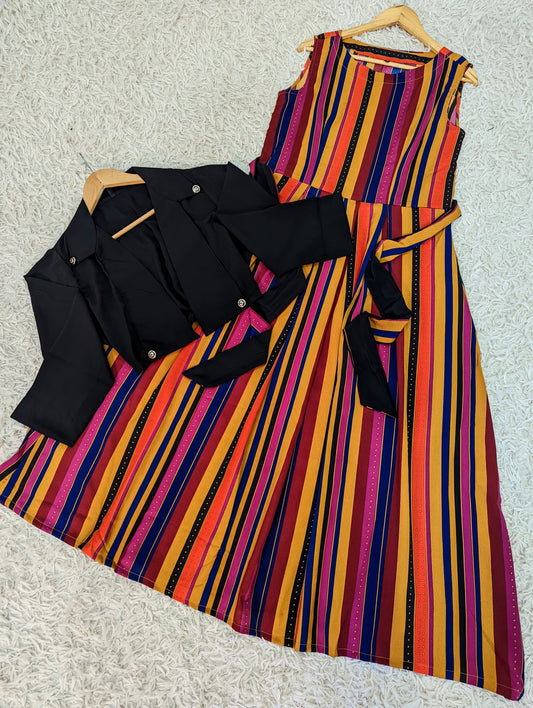 PRINTED MAXI WITH COAT SET