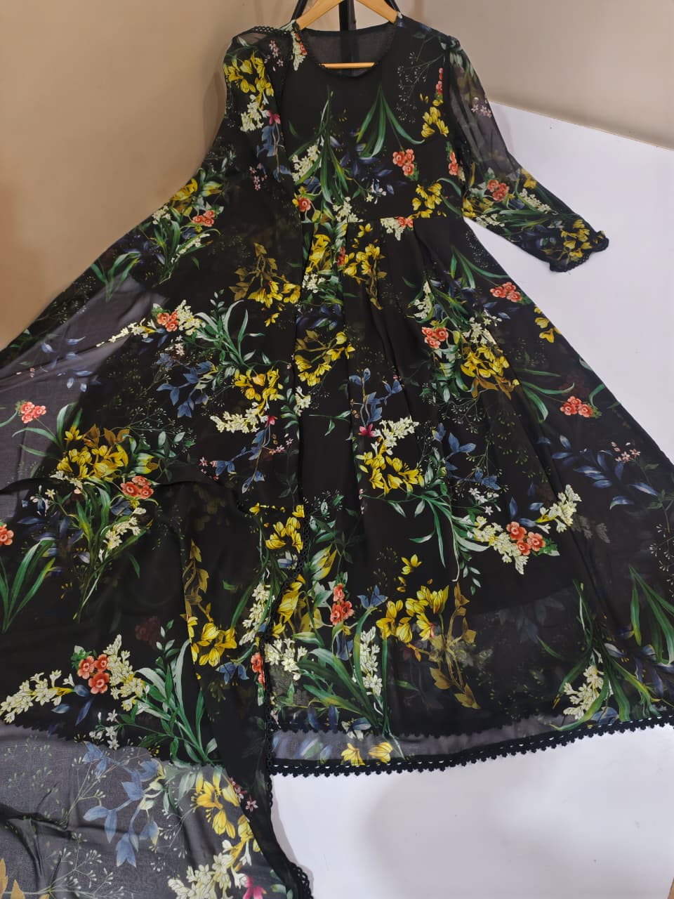 Chiffon Floral Maxi & Dupatta